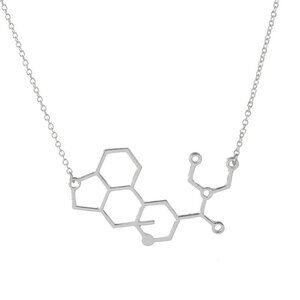 LSD Chemistry Structure Molecule Statement Silver Necklace